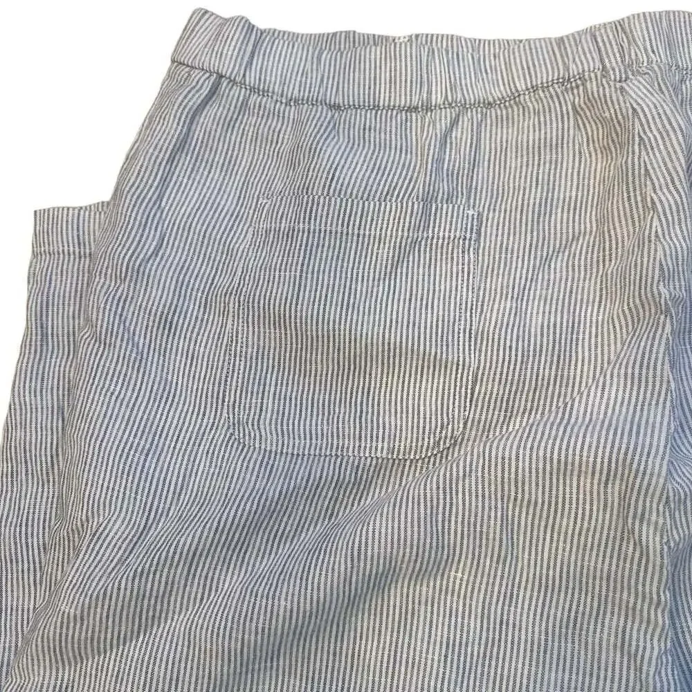 Quince 100% Linen Striped Pull-On Pants Blue White Size XL